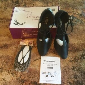 Honeystore Women's Black Soft Leatherette Ballroom Latin Dance Shoes Size 8.5-9